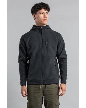 Grey Zip-Through Hooded Fleece With Sherpa Lining