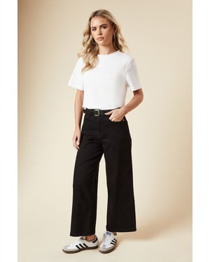 Petite Wide Leg Seam Detail Jeans