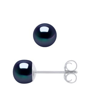 Stud Earrings Gekweekte parels 5-6mm Black Or White
