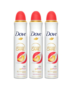 Dove Advanced Care Go Fresh AntiPerspirant Spray Peach & White Blossom, 3x200ml