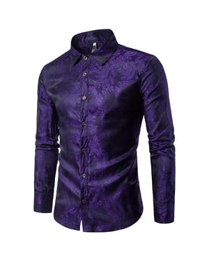 Slim Fit broderad lila Paisley-skjorta