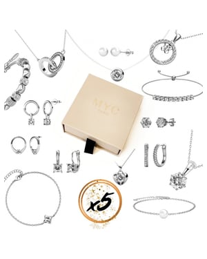 5 överraskningsjuveler i en presentförpackning - Silver och kristall