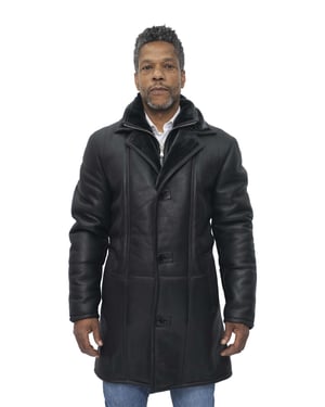 Mens Warm Shearling Sheepskin Leather Coat-Florence