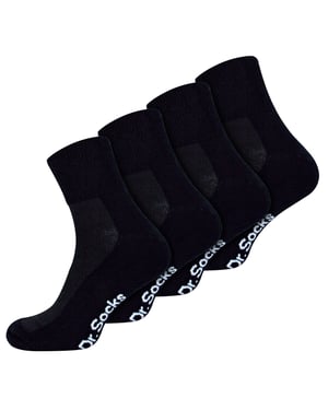 Mens Bamboo Diabetic Ankle Socks | Dr.Socks | Extra Wide Trainer Socks in Black & White - Black