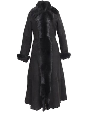 Dames zwarte suède Toscana schapenvacht trenchcoat-Rushden