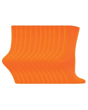 Vanliga bomullsstrumpor för damer | 12 par multipack | Sock Snob | tunna bekväma färgglada ankelstrumpor för damer - Orange
