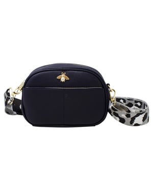 Black Bee Embellished Rounded Crossbody Bag