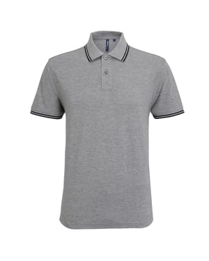 Asquith & Fox Mens Classic Fit Tipped Polo Shirt (Heather Grey/Black)
