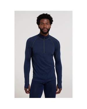 Mountain Warehouse Heren Asgard III Merino Wol Thermo Top (Donkerblauw)