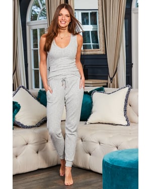 Grey Marl Rib Slim Leg Loungewear Joggers