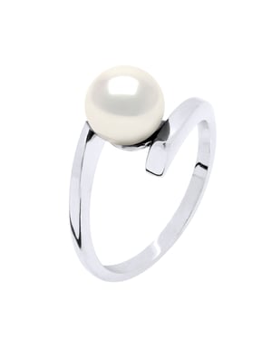 Ring Rush Offset zoetwaterparels 7,5-8 mm ronde White 925