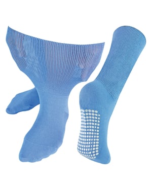 Extra Wide Oedema Socks with Non Slip Grips | Dr.Socks | Mens & Ladies | Bamboo Slipper Socks with Grippers for Swollen Legs Ankles & Feet - Blue