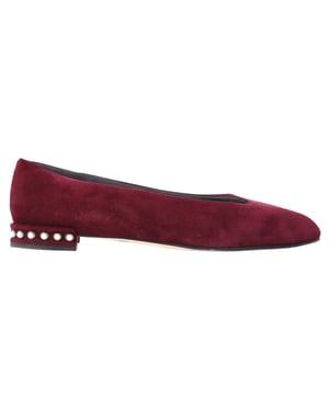 Stuart Weitzman Pear-Embellished Flats in Red Suede
