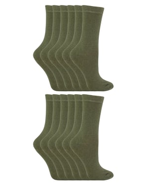 12 par multipack färgglada fritidsstrumpor i bomull för barn | Sock Snob | enfärgade klädstrumpor för pojkar och flickor - Khaki