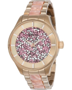 Invicta Angel 24663 Dames Horloge - Quartz Uurwerk - Roestvrij Staal met roze Wijzerplaat - 40mm