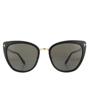 Tom Ford Sunglasses Simona FT0717 01A Shiny Black Rose Gold Smoke Grey