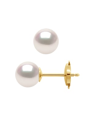 Oorbellen Akoya Pearl Ronde 7-8 mm Wit Goud 18 Karaat