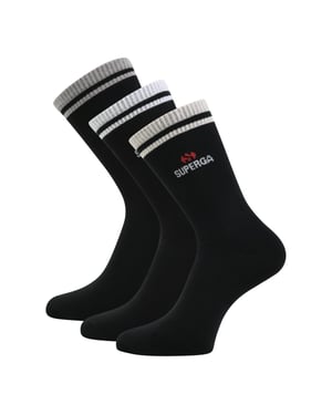 Superga Unisex Adult Ribbed Knitted Socks (Pack of 3) (Black)