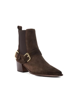 Dune Ladies Panino - Suede Buckled Chelsea Ankle Boots