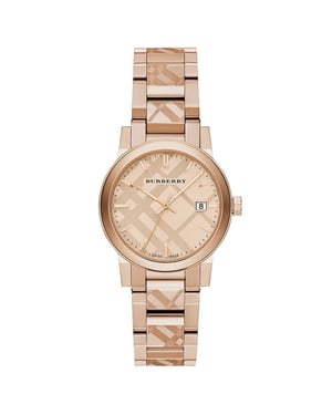 Burberry BU9146 The City Gegraveerd Ruit Unisex Horloge