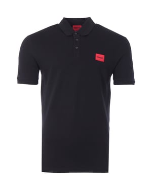 HUGO Logo Patch Sustainable Slim Fit Polo Shirt - Black