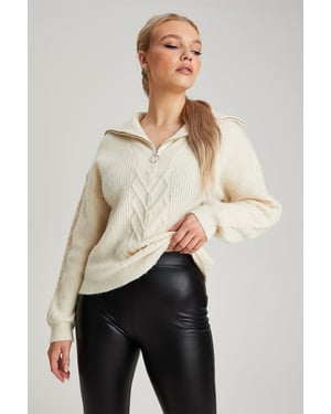 Oatmeal Cable Half Zip Jumper