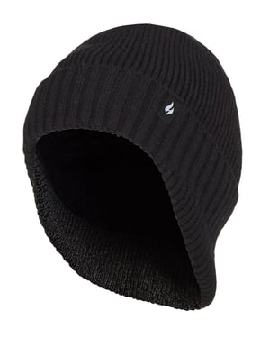 Heat Holders - Thermal Acrylic Winter Expedition Hat with Drop Neck for Men - Black