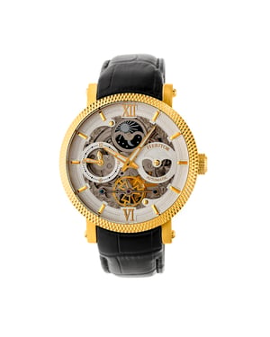 Heritor automatisch Aries-skelethorloge met leren band