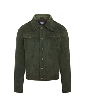 Mens Trucker Goat Suede Western Leather Jeans Jacket - Yangon