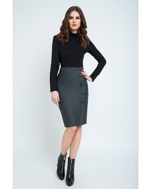 Elegant randig mantelpencilkjol