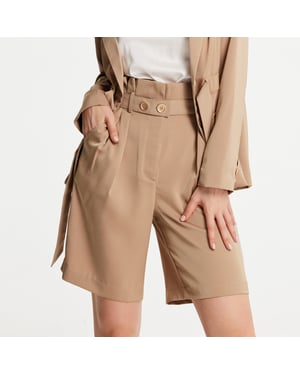 Geplooide bermuda met hoge taille
