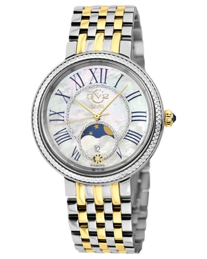 GV2 Women's Genoa SS silver Case, White MOP Dial, Two tone Stainless Steel Watch