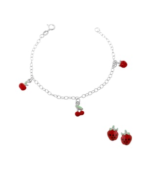 Orphelia 'Apple' Child's 925 Sterling Silver Set: Bracelet + Earrings - Silver SET-7149