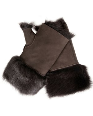 Womens Shearling Vantar Fingerlösa Manschetter Toscana Mocka Fårskinn Päls