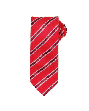 Premier Mens Stripe Waffle Tie (Red/Burgundy)