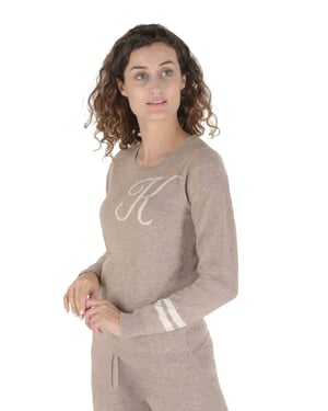 Crown Of Edinburgh Cashmere Crew Neck Sweater Stockbridge Camel K