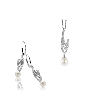 Orphelia Dames 925 Zilveren Set: Ketting-Hanger + Oorbellen - Zilver SET-5173