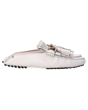 Tod's Loafers met Franje en Kettingdetail in Witte Leer