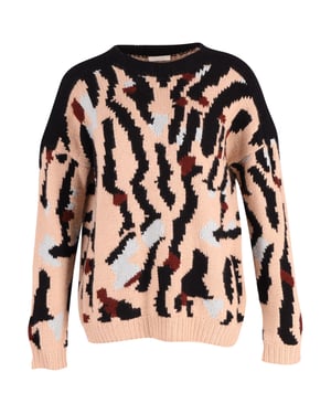 Chloe Mönstrad Chunky Stickad Tröja i Flerfärgad Cashmere