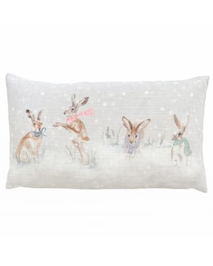 Evans Lichfield Snowy Hare Hand Painted Cushion Cover