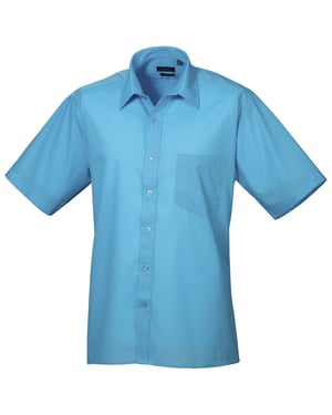 Premier Heren Korte Mouw Formele Poplin Gewoon Werk Shirt (Turquoise)