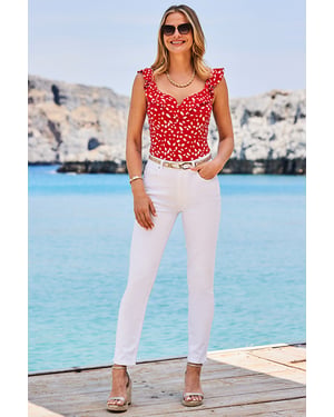 White Denim Slim Leg Jeans