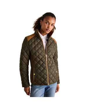Joules Womens Braemar Luxe Showerproof Diamond Quilted Coat