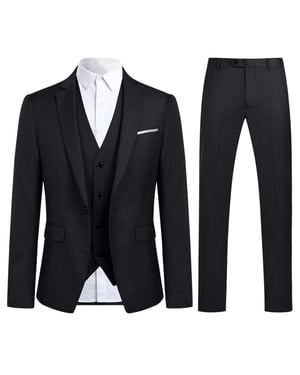 3-delad Slim Fit One Button Fashion Svart Kostym