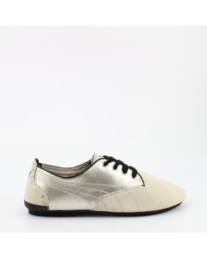 Puma Geselle Stud Lace Up Womens Trainers Suede Silver Birch 352629 02