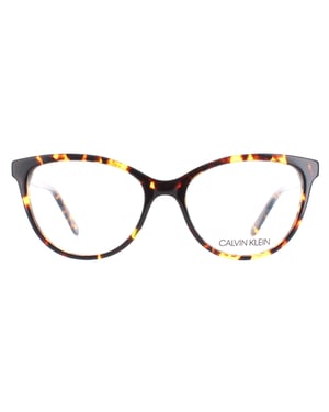 Calvin Klein Cat Eye Womens Brown Amber Tortoise Glasses