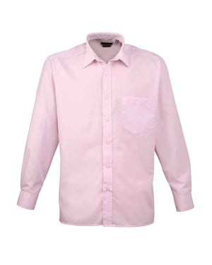 Premier Mens Poplin Long-Sleeved Shirt (Pink)