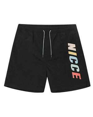 Nicce Graphic Logo Stretch Waist Black Mens Myriad Swim Shorts 211 1 06 17 0242
