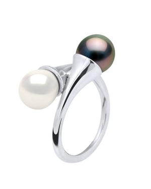 Ring YOU AND ME Tahitian Parels en Zoetwater 8-9mm White Gold