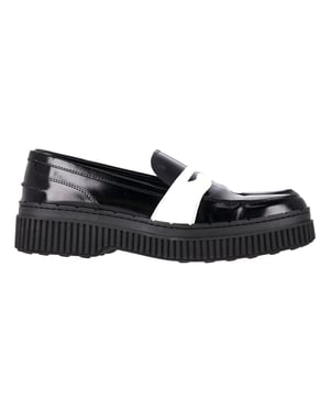 Tod's Platform Penny Loafers in Zwart Leer